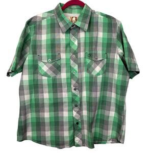 Vintage OP Ocean Pacific XL Plaid Short Sleeve Shirt Surfwear Retro Skater